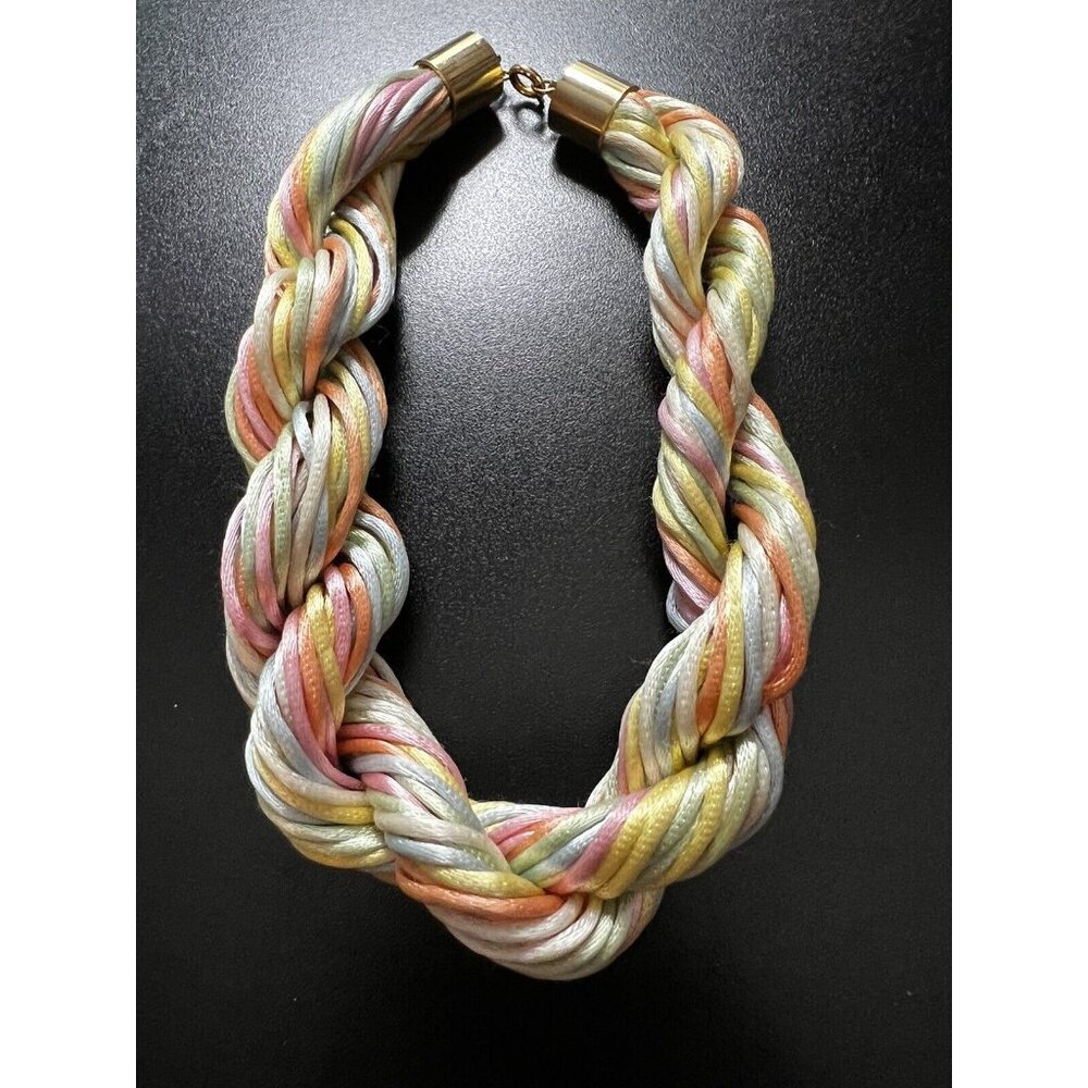 Beautiful Rare Find Silky Pastel Twisted Yarn Collar Necklace
